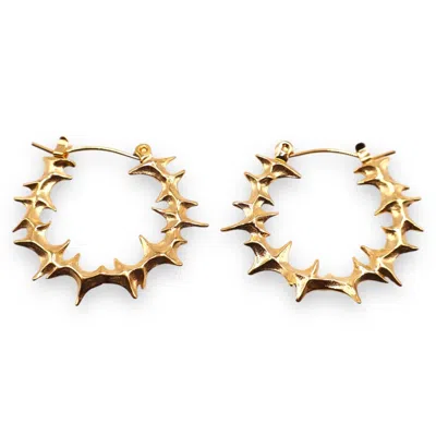 JAGGED HALO JEWELRY WOMEN'S YENNEFER SPIKE HOOP EARRINGS IN YELLOW GOLD