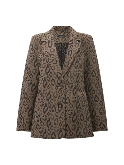 JAMES LAKELAND WOMENS LEOPARD PRINT DETAIL BLASER