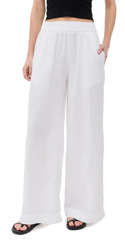 JAMES PERSE LIGHTWEIGHT LINEN CULOTTE PANTS WHITE