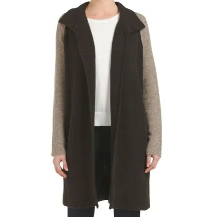 JAMES PERSE JAMES PERSE SZ2 (M) OFFEN DRAPIERT ZWEITON WOLLMANTEL DUNKELBRAUN