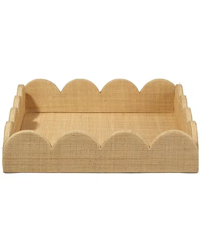 JAMIE YOUNG JAMIE YOUNG CO. WONDERLAND SCALLOPED SMALL DECORATIVE RAFFIA TRAY