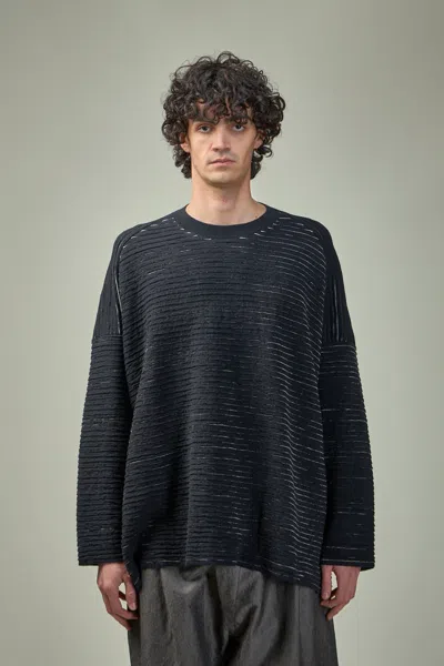 JAN-JAN VAN ESSCHE KNIT#70 RIPPLE STRUCTURE CREWNECK KNITTED SWEATER LINEN COTTON YARN