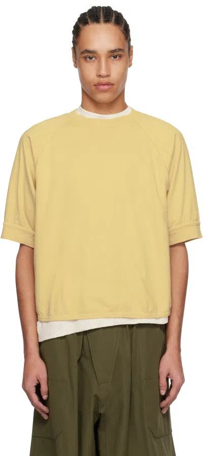 JAN-JAN VAN ESSCHE YELLOW O-PROJECT COTTON HEMP JERSEY 3/4 SLEEVE T-SHIRT
