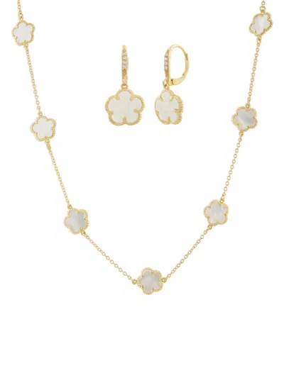 JAN-KOU JANKUO WOMEN'S 2-PIECE 14K GOLDPLATED & ONYX EARRINGS & NECKLACE SET