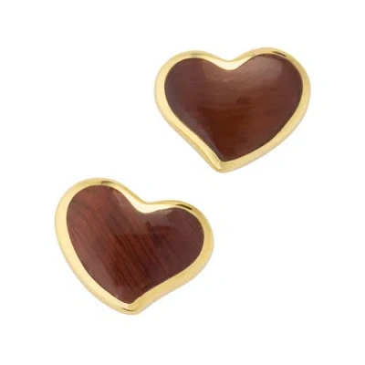 JAN LESLIE JAN LESLIE HEART STUD EARRING SET IN STERLING WITH 18K GOLD OVERLAY
