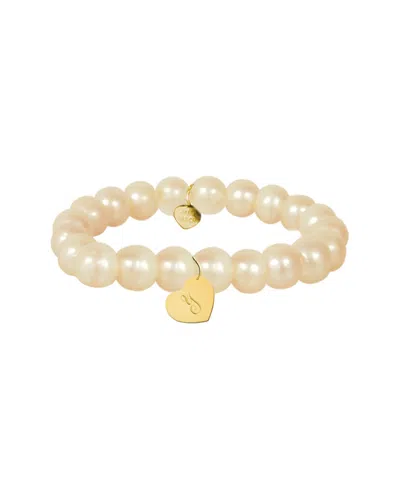 JANE BASCH JANE BASCH 14K 8MM PEARL DANGLING HEART INITIAL BRACELET (A-Z)