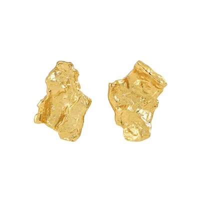 JANUS EDINBURGH WOMEN'S EIGHE GOLD VERMEIL STERLING SILVER TEXTURED STUD EARRINGS