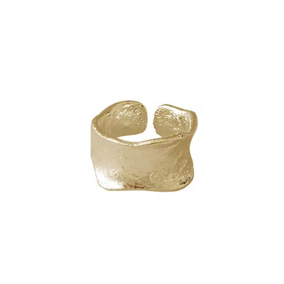 JANUS EDINBURGH WOMEN'S GOLD VERMEIL PARIA ACHMELVICH BRUSH STROKE TEXTURED CHUNKY OPEN RING