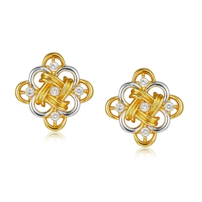 JANUS EDINBURGH WOMEN'S HIEROGLYPH GOLD VERMEIL STERLING SILVER EARRINGS