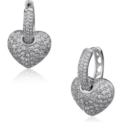 JARDIN JARDIN PAVÈ HEART HUGGIE HOOP EARRINGS