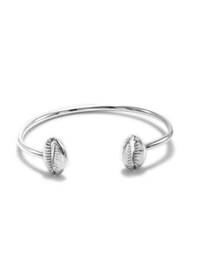 JAREDJAMIN MEN'S SILVER COWRIE SHELL CUFF BRACELET