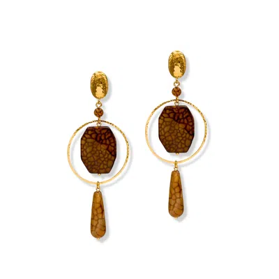 JAREDJAMIN WOMEN'S BROWN LINDY CREEK AGATE EARRINGS
