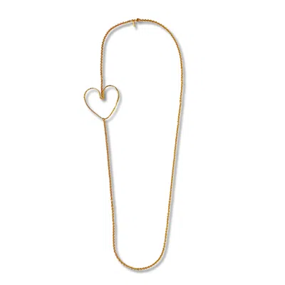 JAREDJAMIN WOMEN'S GOLD FLUTTERING HEART CHAIN LONG NECKLACE