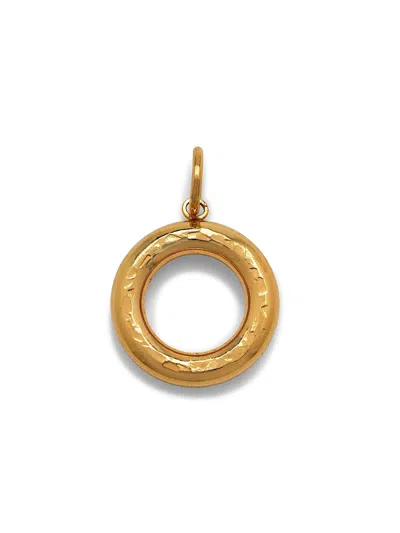 JAREDJAMIN WOMEN'S GOLD HAMMERED DOUGHNUT NECKLACE PENDANT CHARM
