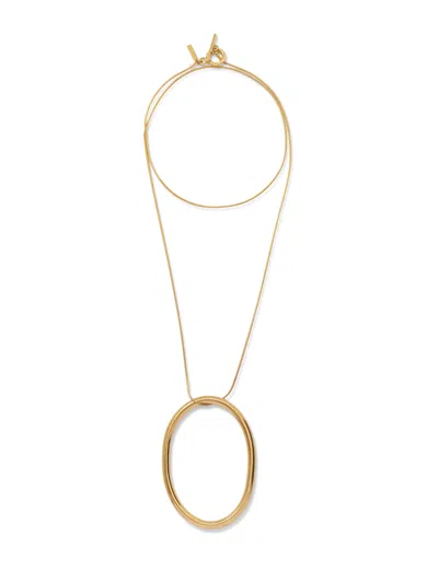JAREDJAMIN WOMEN'S GOLD HEAVENLY HOOP OVAL PENDANT NECKLACE