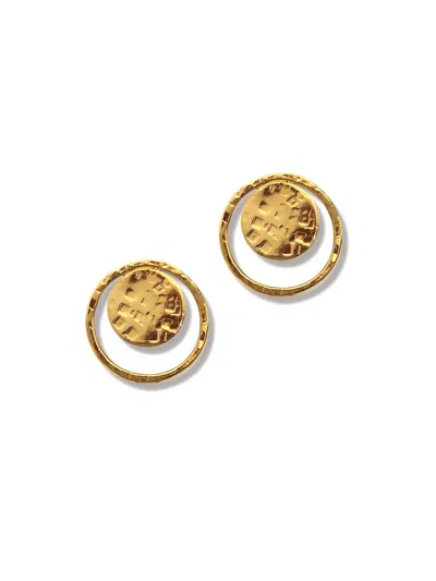 JAREDJAMIN WOMEN'S GOLD PEACOCK EYE CLIP ON EARRINGS
