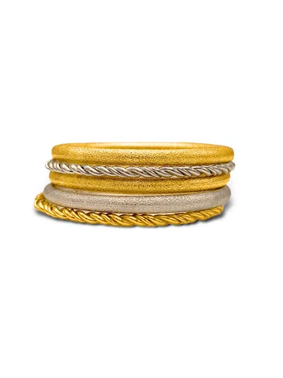 JAREDJAMIN WOMEN'S GOLD / SILVER JUBILEE SILVER & GOLD BANGLE STACK