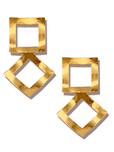JAREDJAMIN WOMEN'S GOLD TOSCANA LARGE SQUARE POST EARRINGS