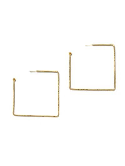 JAREDJAMIN WOMEN'S LARGE GOLD SQUARETASTIC HOOP POST EARRINGS