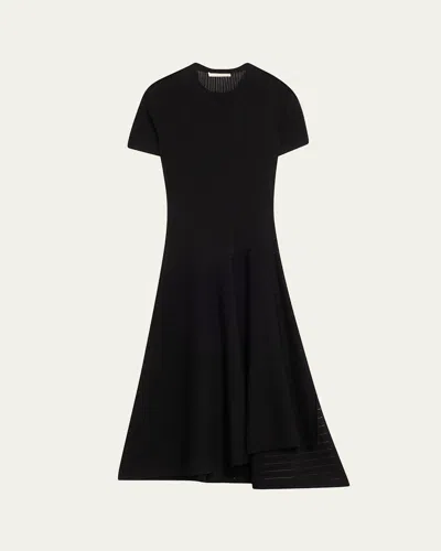 JASON WU COLLECTION SHORT SLEEVE POINTELLE ASYMMETRIC DRESS