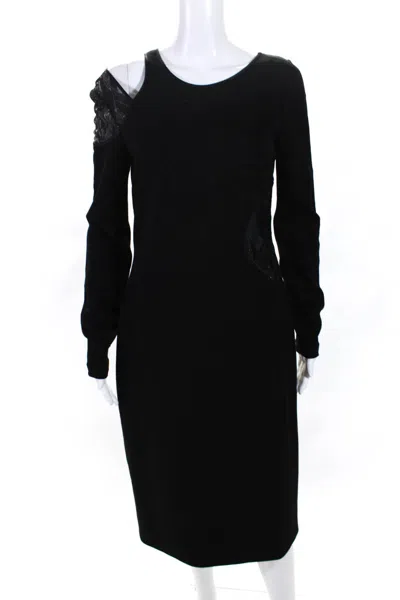 JASON WU WOMENS LONG SLEEVE LACE DETAIL DRESS BLACK