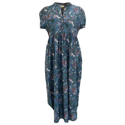 JAYSHREE DALAL WOMEN'S BLUE IVY MIDI DRESS TEAL