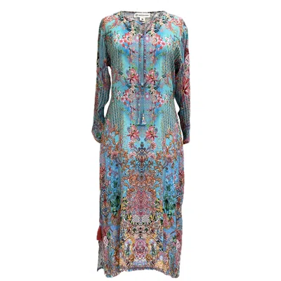 JAYSHREE DALAL WOMEN'S PINK / BLUE CORFU MIDI DRESS FUCHSIA OVERSIZED