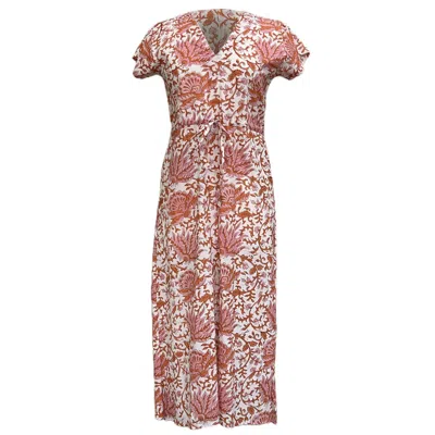 JAYSHREE DALAL WOMEN'S PINK / PURPLE / WHITE ZAZA MIDI DRESS PINK