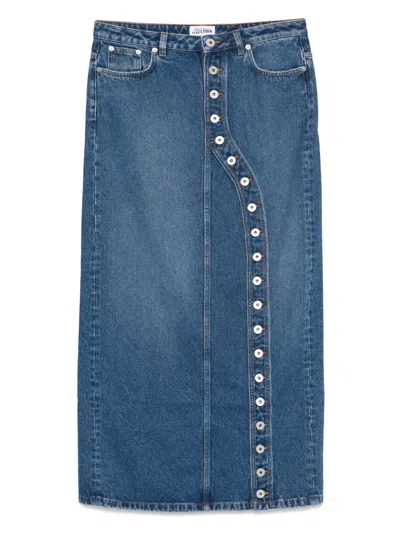 JEAN PAUL GAULTIER ASYMMETRIC DENIM MIDI SKIRT