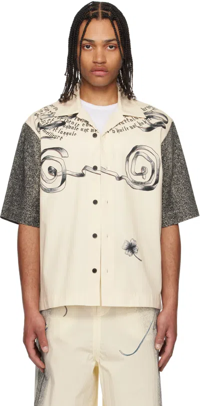 JEAN PAUL GAULTIER BEIGE 'THE MULTI-TATTOO' BOWLING SHIRT