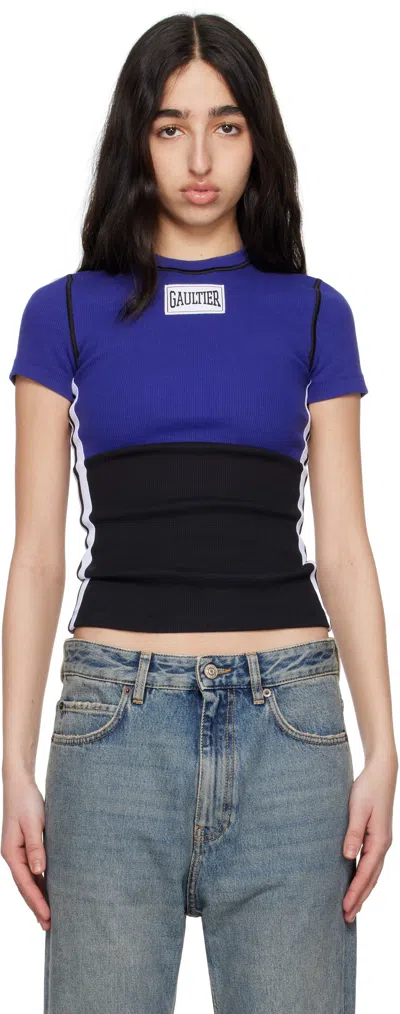JEAN PAUL GAULTIER BLUE & BLACK 'THE COLOR-BLOCK' T-SHIRT