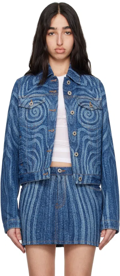 JEAN PAUL GAULTIER BLUE SPIRAL DENIM JACKET