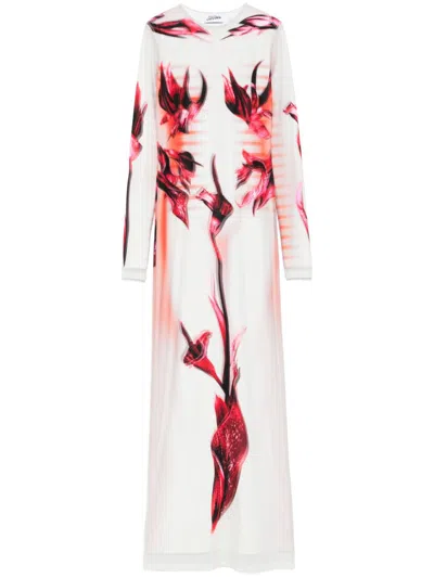 JEAN PAUL GAULTIER DOUBLE-LAYERED PRINTED MAXI DRESS