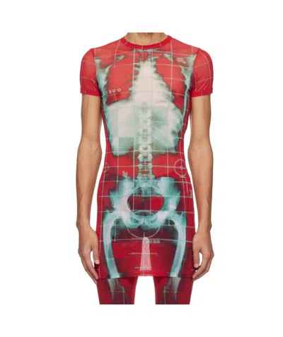 JEAN PAUL GAULTIER EXCLUSIVE RED  BLUE SQUELETOR MINI DRESS T-SHIRT