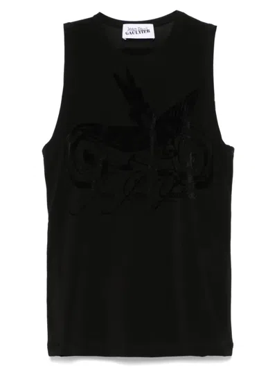 JEAN PAUL GAULTIER FLOCKED-LOGO TOP