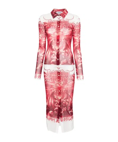JEAN PAUL GAULTIER GARGULA-PRINT MESH MAXI DRESS