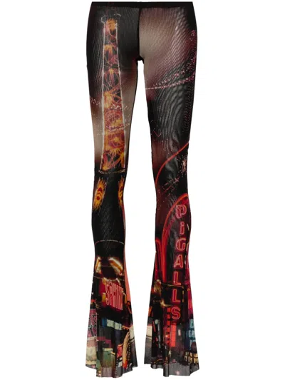 JEAN PAUL GAULTIER RED PIGALLE MID-RISE FLARED TROUSERS