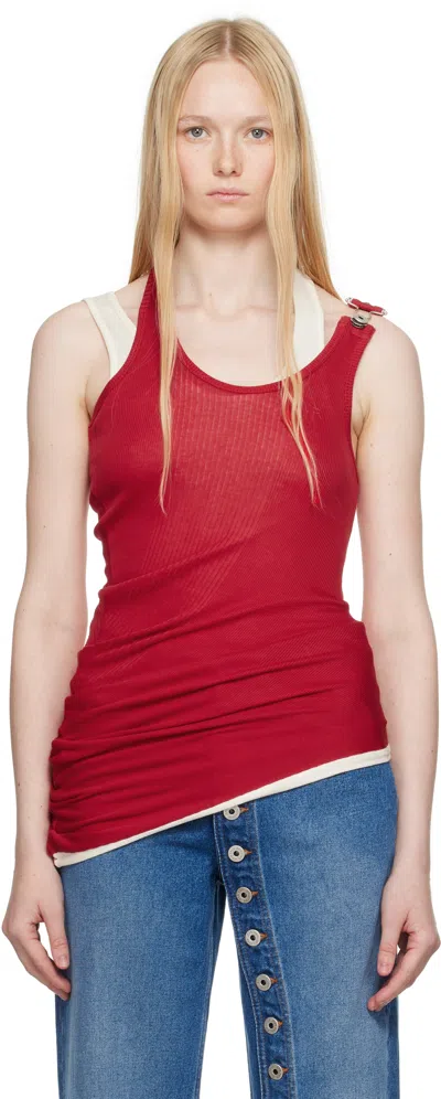 JEAN PAUL GAULTIER RED 'THE DRAPED DOUBLE' TANK TOP