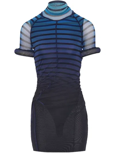 JEAN PAUL GAULTIER STRIPED MESH MINI DRESS