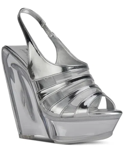 JEFFREY CAMPBELL SLO-MO VINYL PLATFORM WEDGE SANDALS