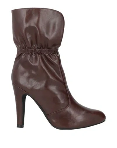 JEFFREY CAMPBELL JEFFREY CAMPBELL WOMAN ANKLE BOOTS DARK BROWN SIZE 7 LEATHER