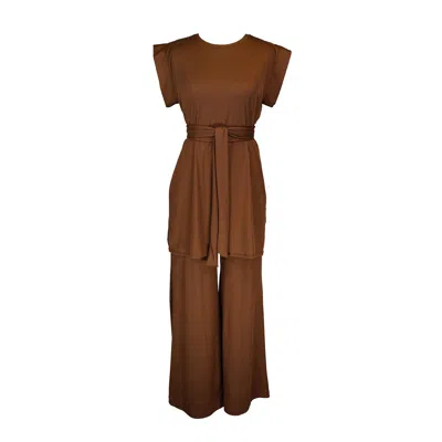 JENNAFER GRACE BROWN CACAO RIBBED LOUNGE SET