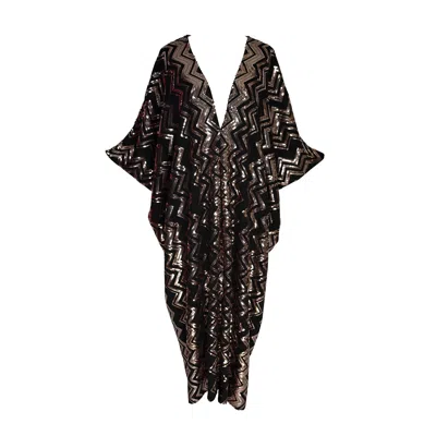 JENNAFER GRACE WOMEN'S BLACK DIONNE SEQUIN CAFTAN