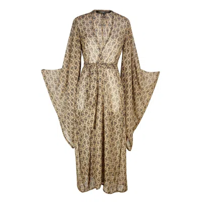 JENNAFER GRACE WOMEN'S BROWN DADO KIMONO