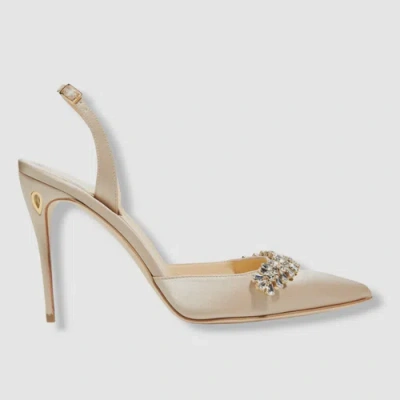 JENNIFER CHAMANDI $1050 JENNIFER CHAMANDI WOMENS BEIGE VITTORIO SATIN SANDAL SHOES SIZE EU 38/US 8