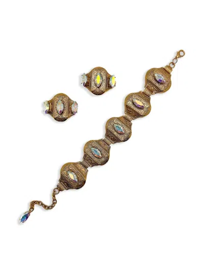 JENNIFER GIBSON JEWELLERY 1960S AURORA BOREALIS BRACELET & EARRINGS