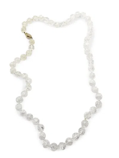 JENNIFER GIBSON JEWELLERY 1970S 9CT YELLOW GOLD CRACKLE ROCK CRYSTAL NECKLACE