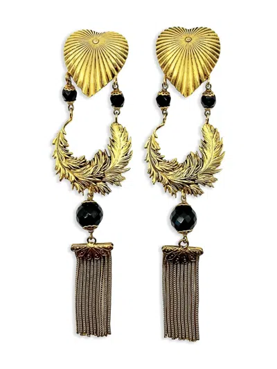 JENNIFER GIBSON JEWELLERY 1980S PRE-OWNED HEART TASSEL CLIP-ON EARRINGS