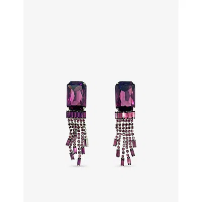 JENNIFER GIBSON JEWELLERY WOMENS JENNIFER GIBSON JEWELLERY PRE-LOVED JGJ AMETHYST GOLD-PLATED METAL DROP EARRINGS
