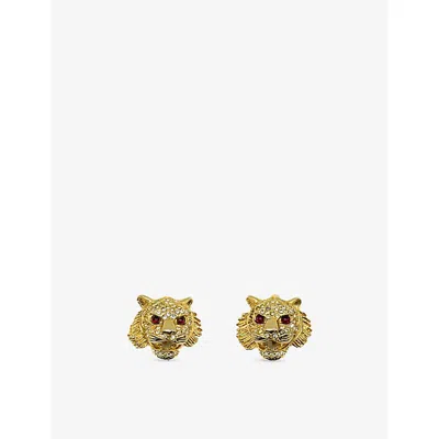 JENNIFER GIBSON JEWELLERY WOMENS JENNIFER GIBSON JEWELLERY PRE-LOVED JGJ BIG CAT GOLD-PLATED METAL EARRINGS
